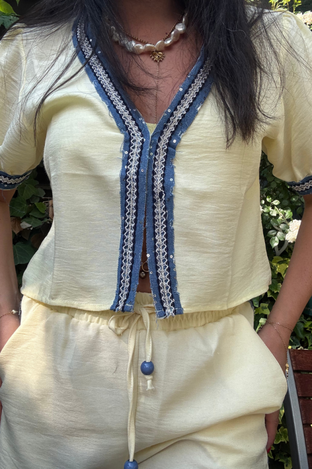 Kot Şeritli Ceket Sarı