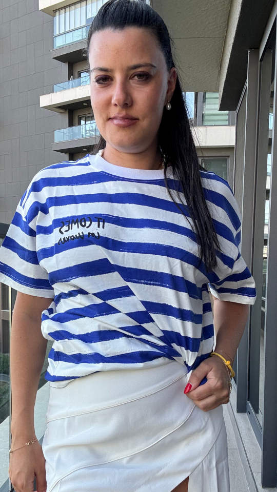 Lacivert Beyaz Çizgili Tshirt