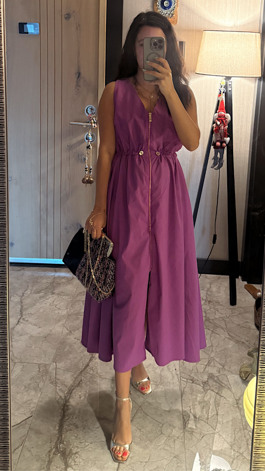 Fermuarlı Midi Marka Elbise