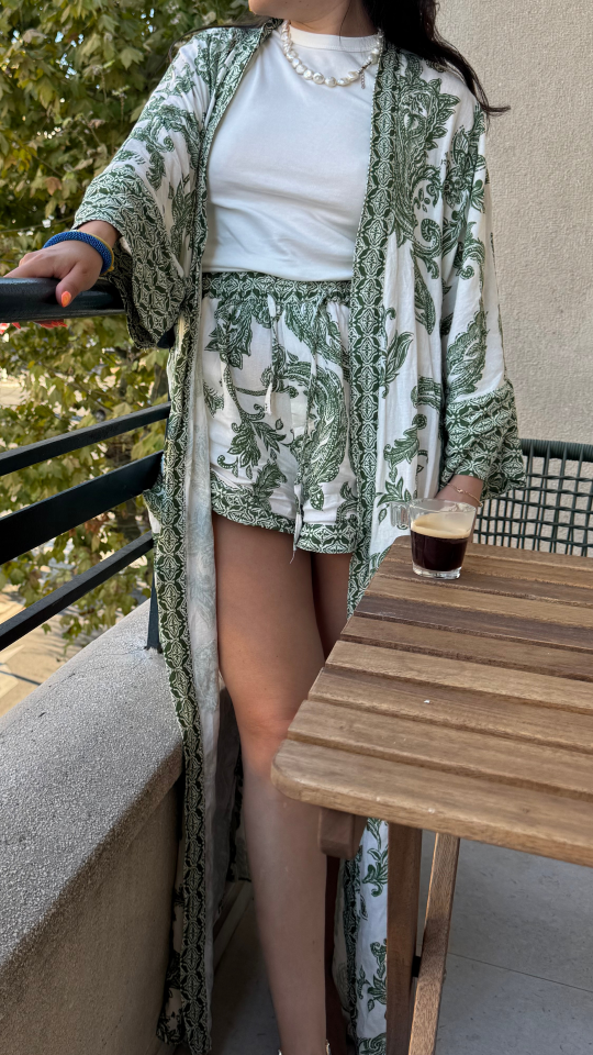 Yeşil Desenli Kimono