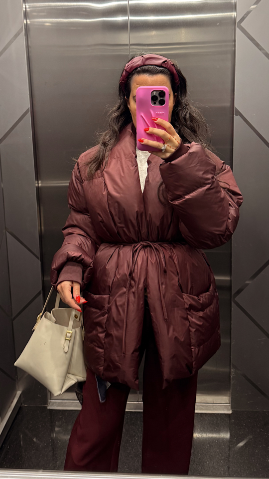 Bordo Önü Bağlamalı Şişme Mont