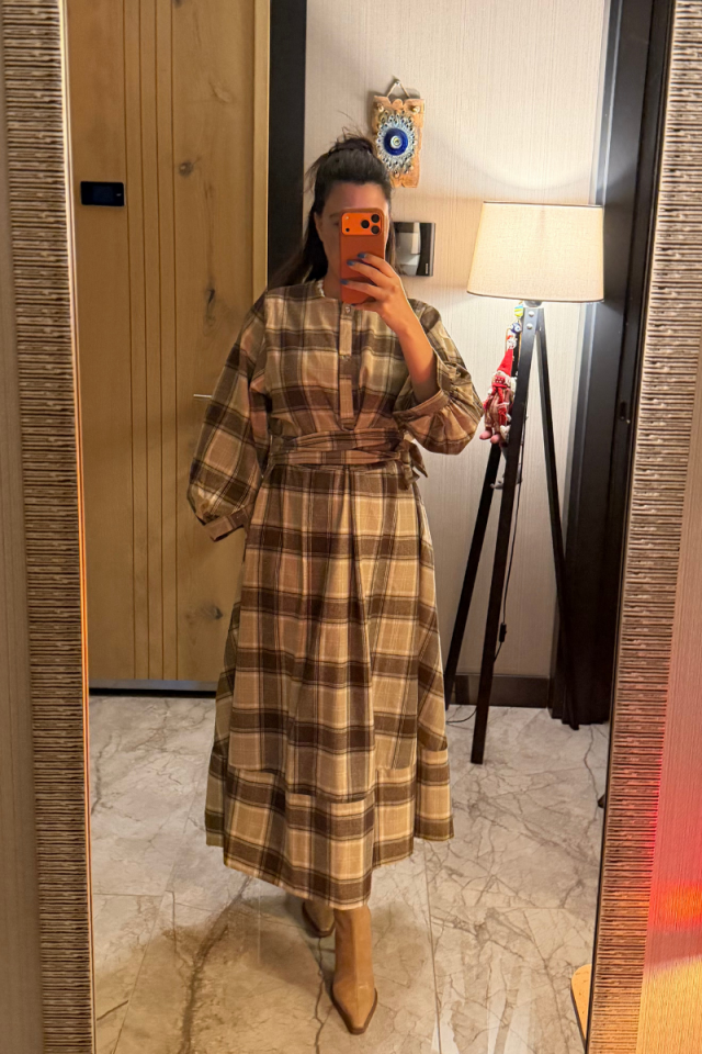 Ekoseli Oduncu Gömlek Elbise