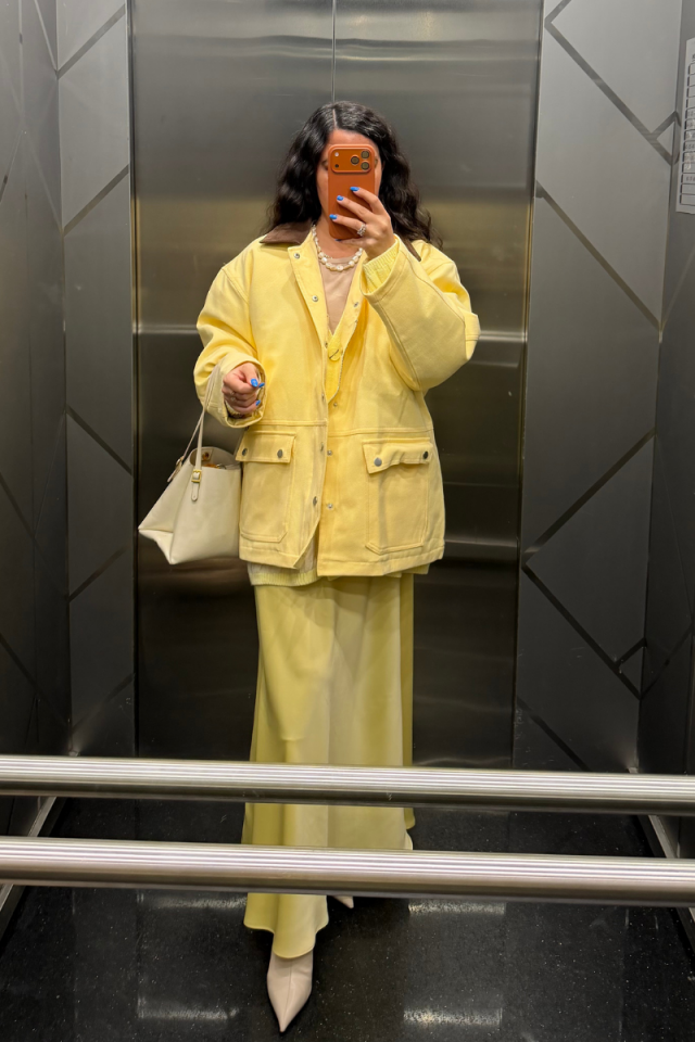 Saten Maxi Sarı Etek