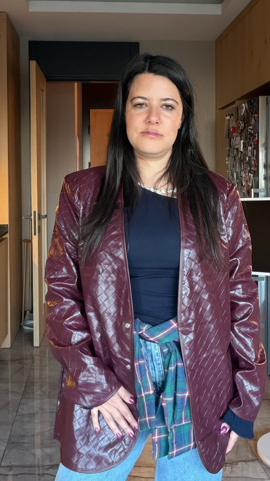 Kemerli Deri Ceket Mürdüm