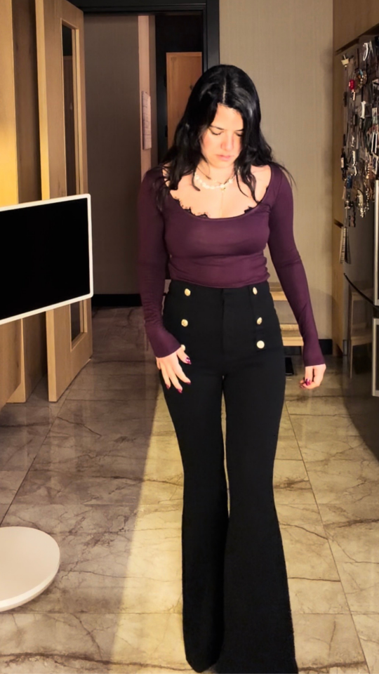 Gold Düğmeli İspanyol Paça Pantolon