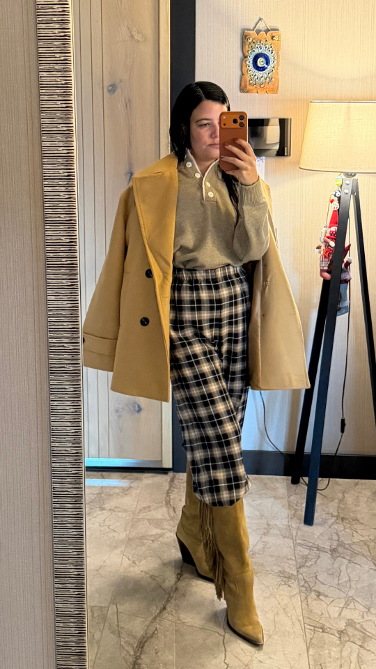 Çift Yakalı Vizon-Krem Kazak